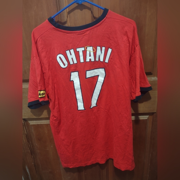 Angel's Ohtani 17 Baseball Sports Team California Red Oversized Cotton Shirt XL - Picture 2 of 5